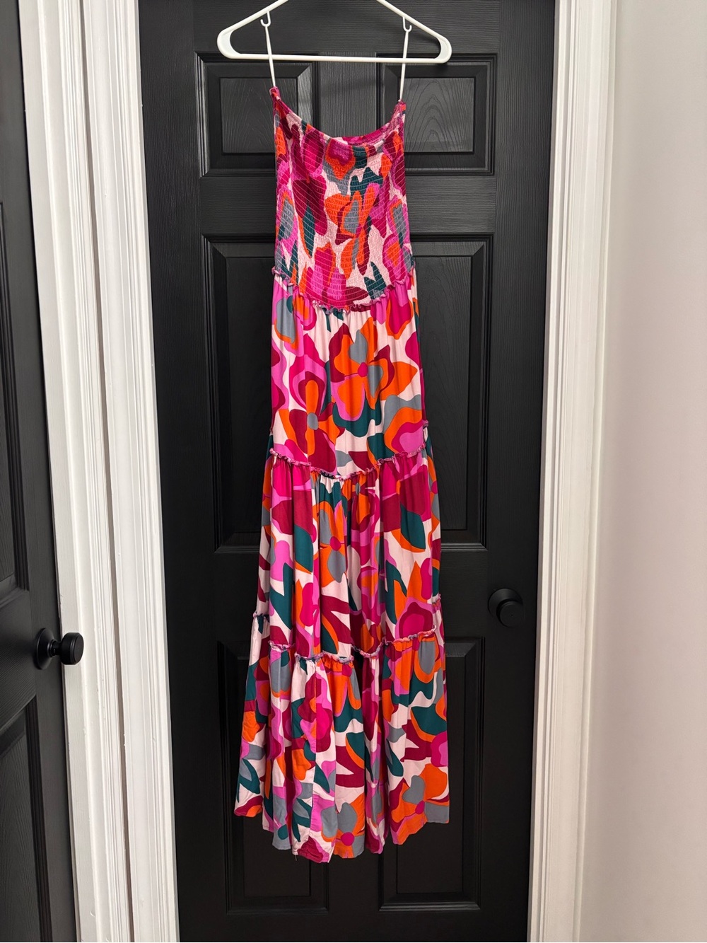 Abel the Label x Anthropologie Strapless Smocked Floral Maxi Dress Size Large